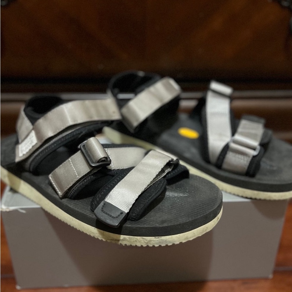 Suicoke Black and Gray Sandals with Adjustable Straps